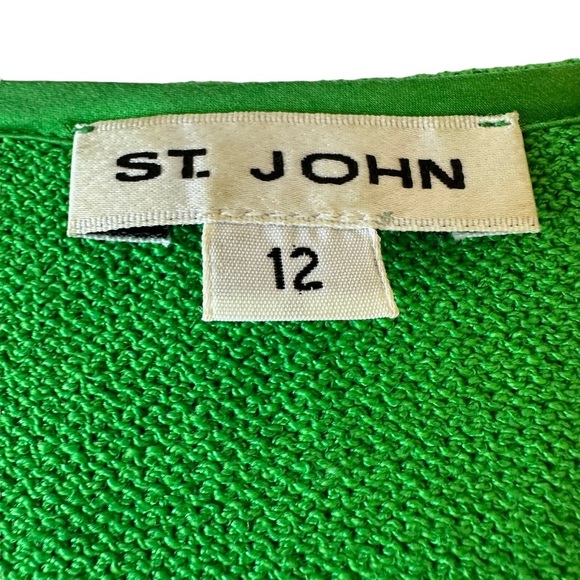 St John Green & White Striped Vest Gold Button Size 12 - Picture 10 of 10